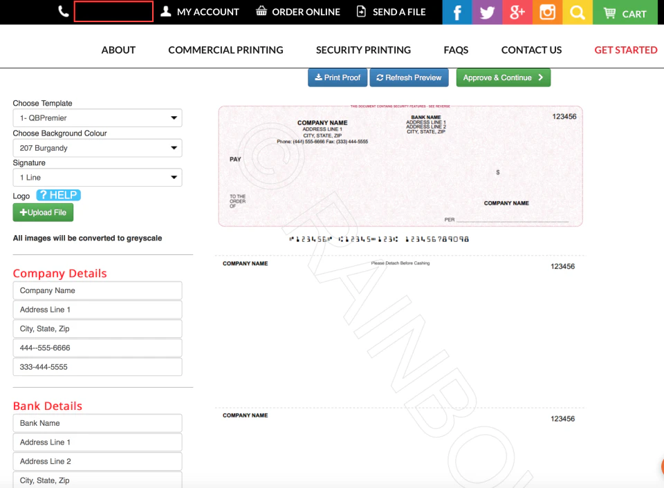screenshot of Web to Print Shop